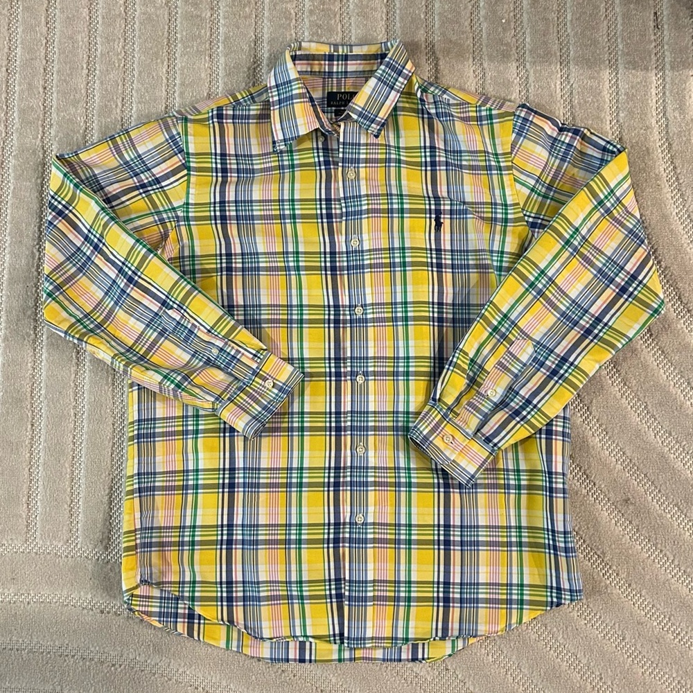 Polo Ralph Lauren Mens Performance Fit Plaid Button-Down Shirt - L
